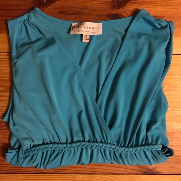 Philosophy Teal Faux Wrap Bodice Sleeveless Princess Dress, EUC, SP - Picture 9 of 12